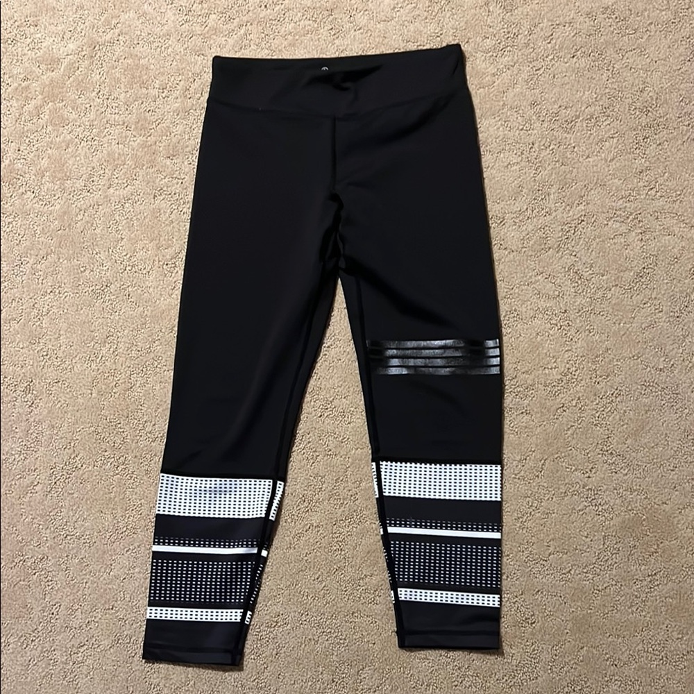 Lilybod Black and White Striped Athletic Leggings
